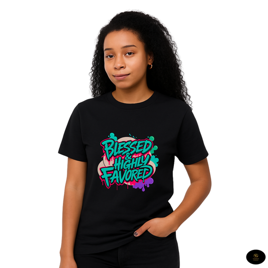 Blessed Highly Favored - Faith-Based Motivational Unisex T-Shirt