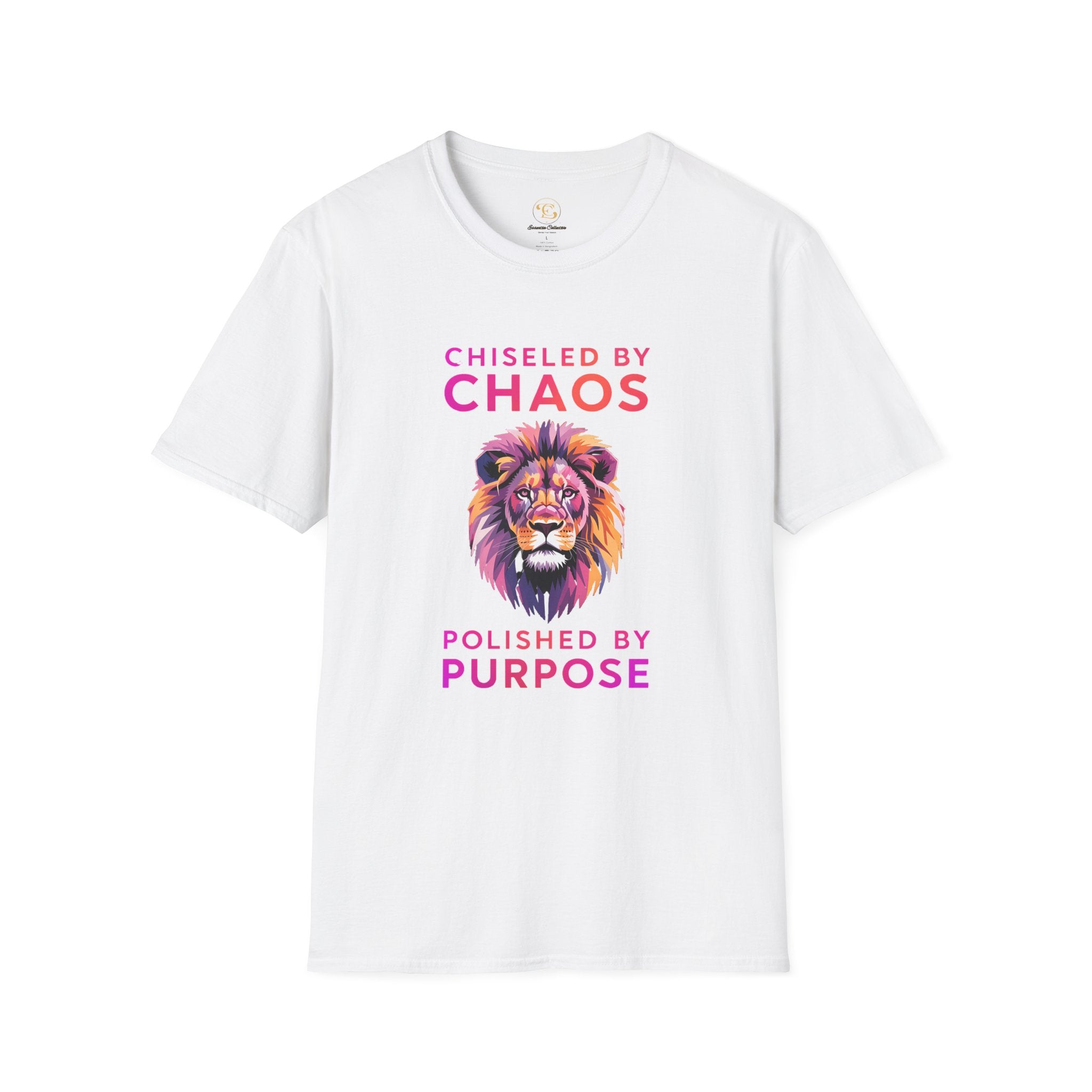 Lion Graphic T-Shirt — "Chiseled by Chaos, Polished by Purpose" Inspirational Tee