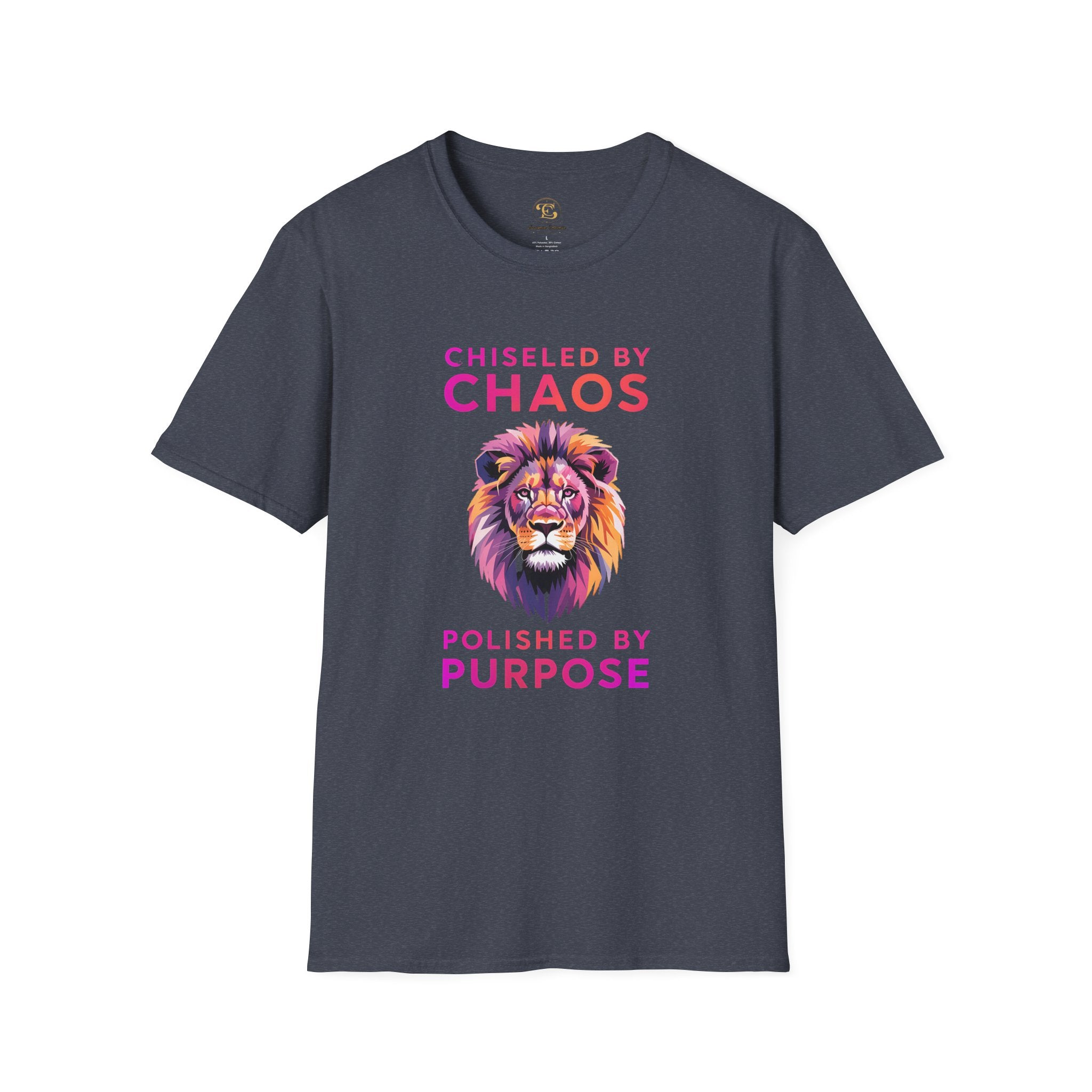 Lion Graphic T-Shirt — "Chiseled by Chaos, Polished by Purpose" Inspirational Tee
