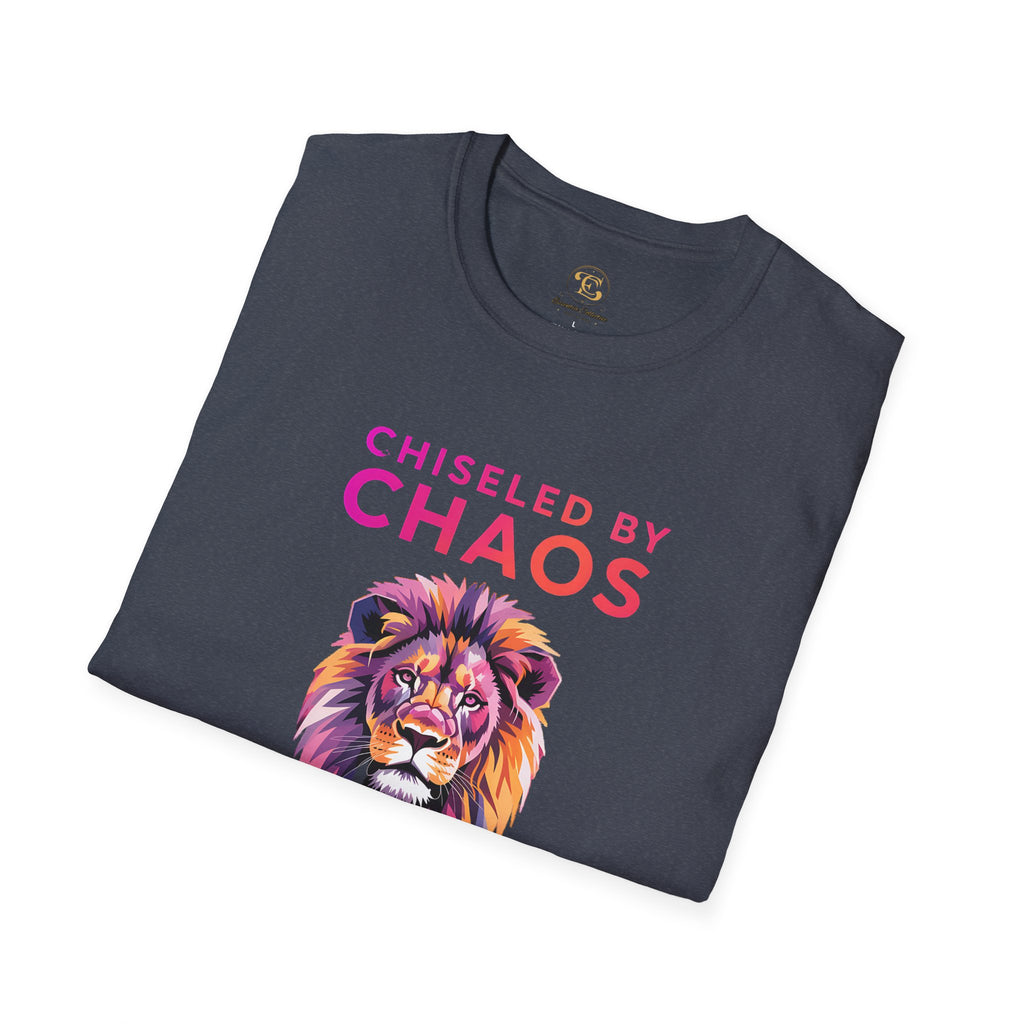 Lion Graphic T-Shirt — "Chiseled by Chaos, Polished by Purpose" Inspirational Tee