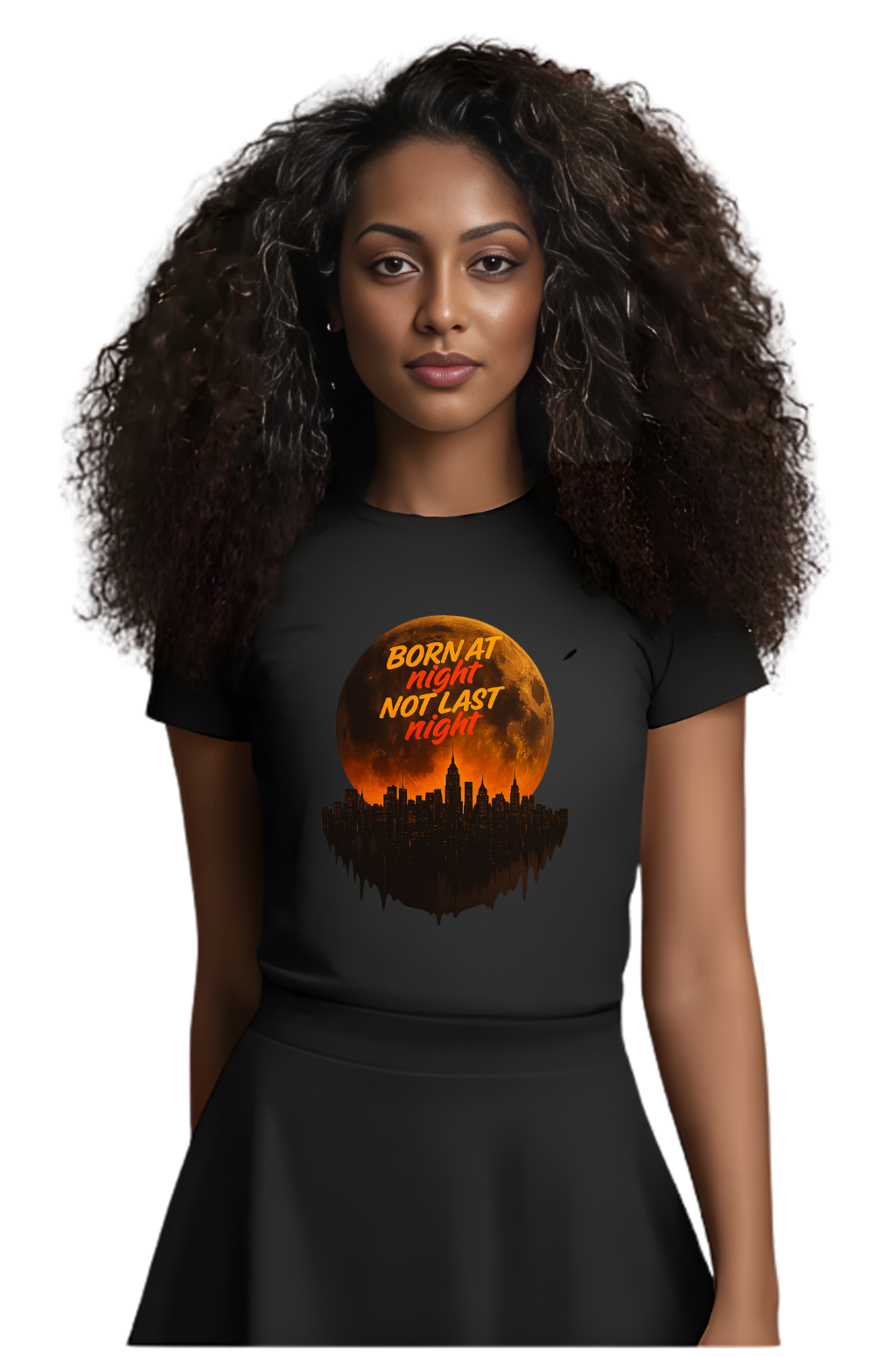 Moonlit City Skyline T-Shirt — "Born At Night, Not Last Night" Urban Graphic Tee