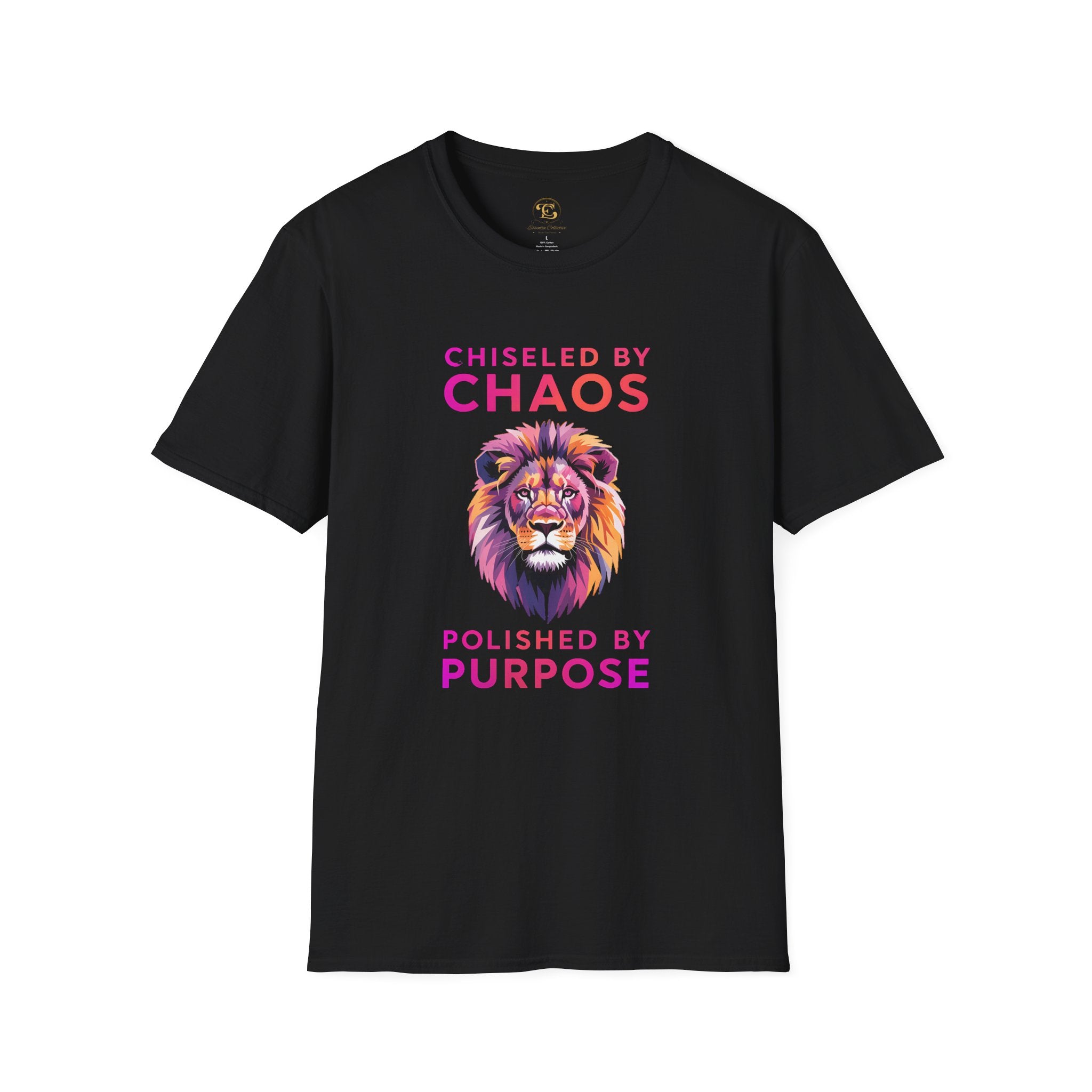 Lion Graphic T-Shirt — "Chiseled by Chaos, Polished by Purpose" Inspirational Tee