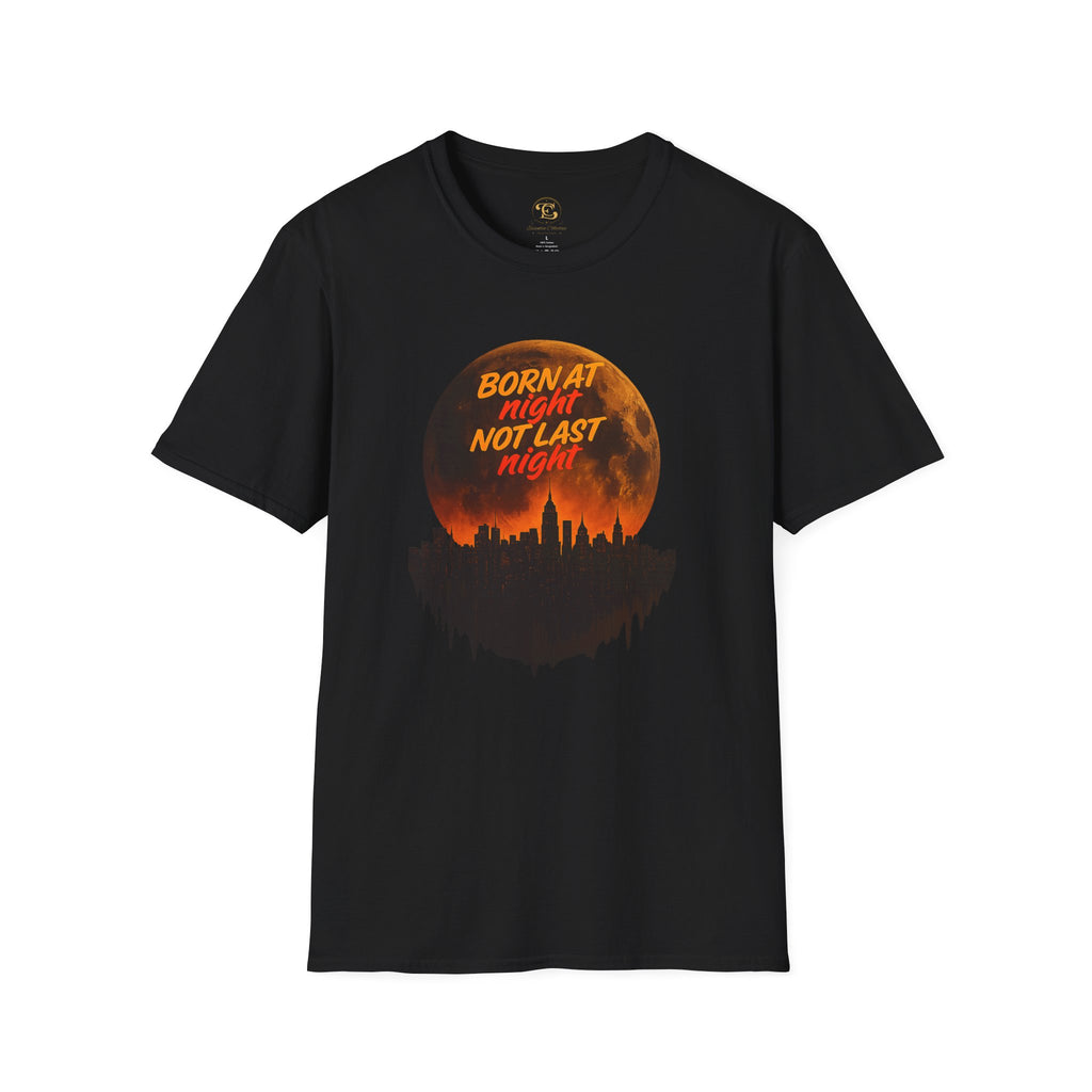 Moonlit City Skyline T-Shirt — "Born At Night, Not Last Night" Urban Graphic Tee