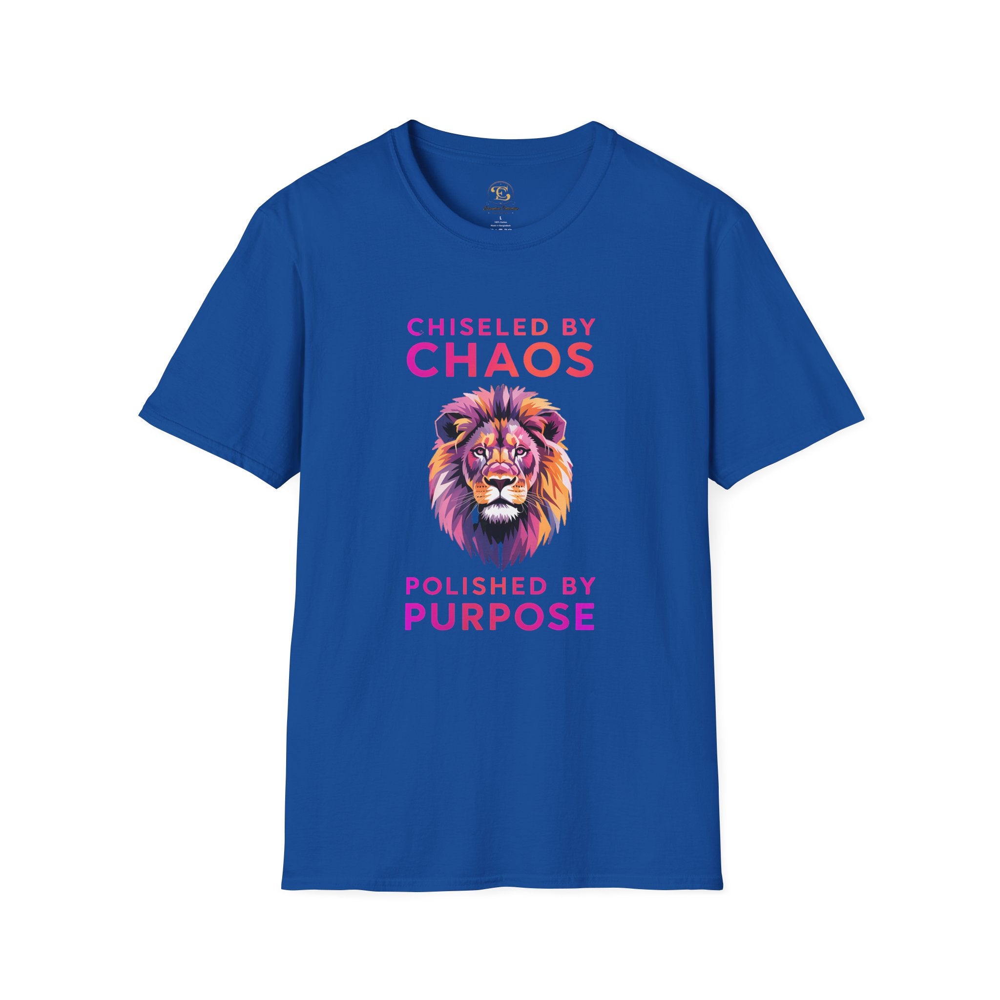 Lion Graphic T-Shirt — "Chiseled by Chaos, Polished by Purpose" Inspirational Tee