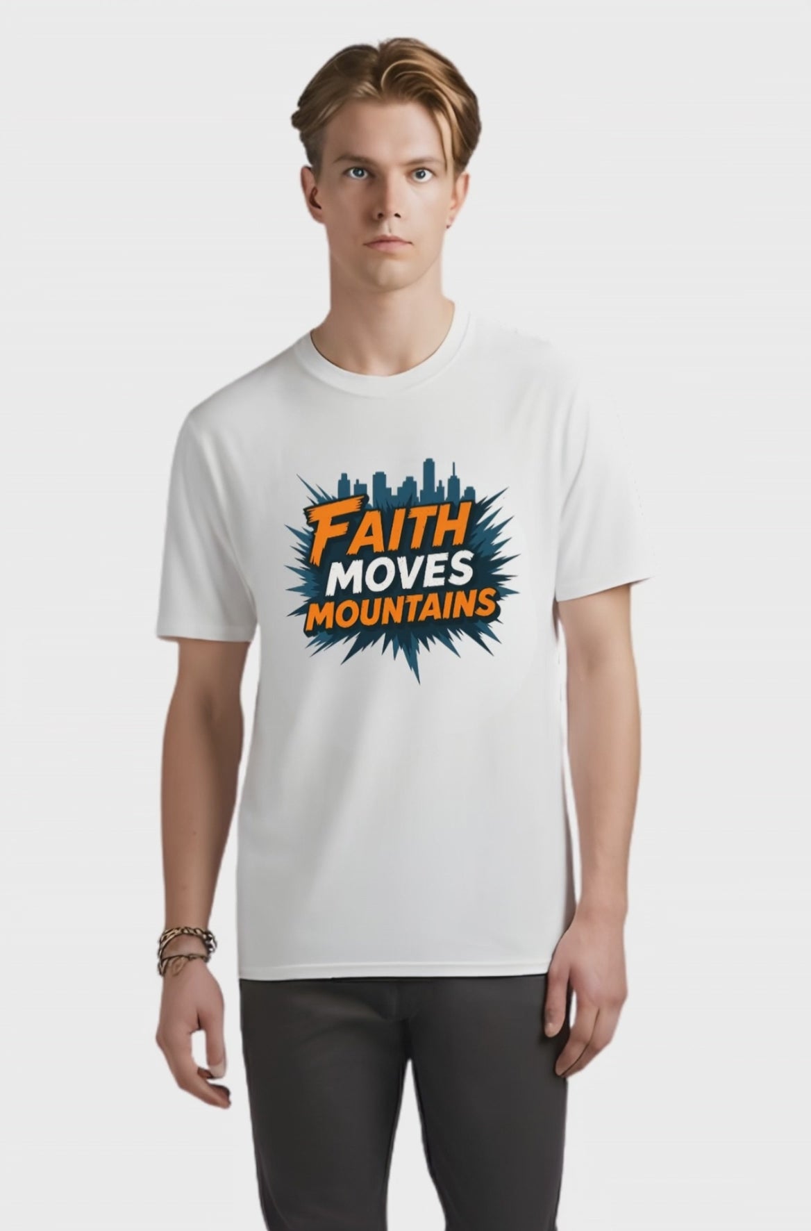 Faith Moves Mountains T-Shirt — Inspirational Christian Graphic Tee