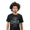 Model wearing Cancer Shell Shock T-Shirt front gothic zodiac design