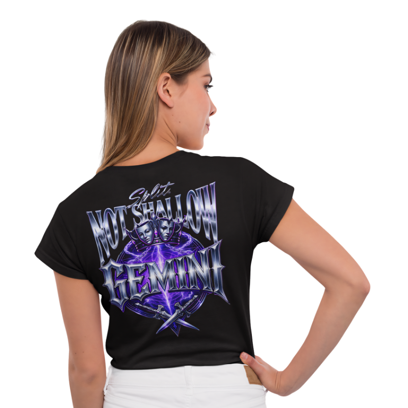 Gemini Split Not Shallow Tee oversized back graphic