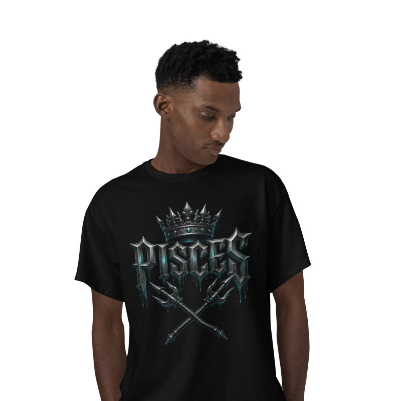 Model wearing Pisces I Believe front gothic streetwear T-shirt