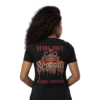 Model wearing Scorpio Sting Once Haunt Forever back gothic zodiac design