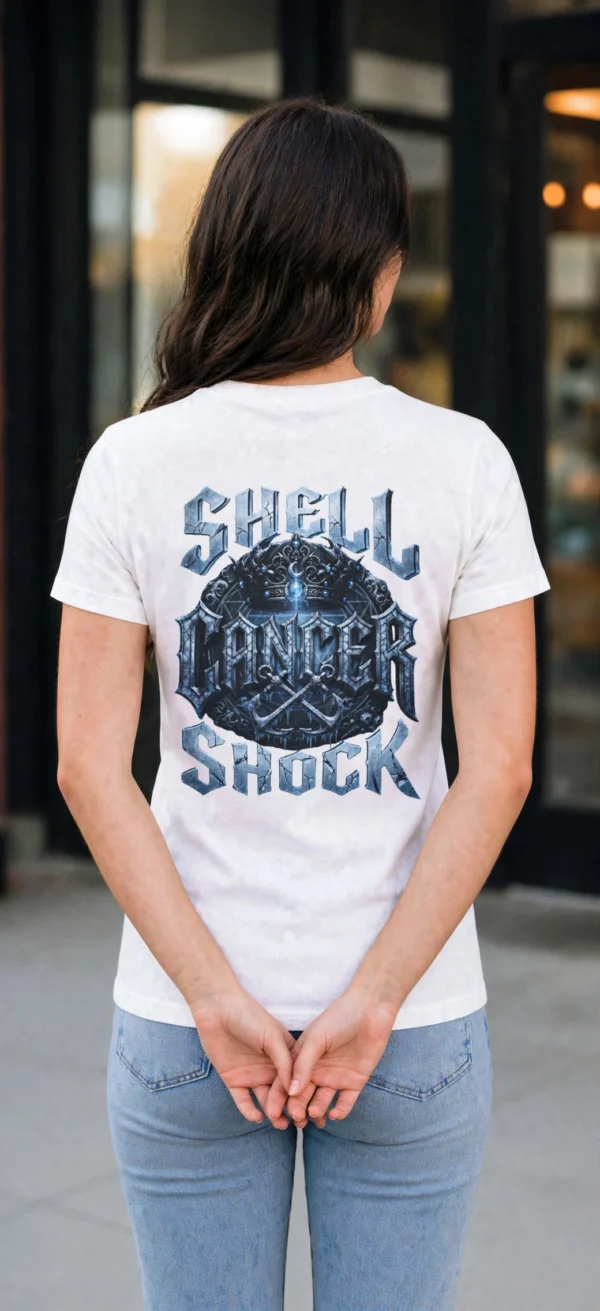 Cancer Shell Shock white T-Shirt oversized back graphic