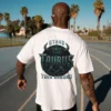 Model wearing white Taurus Stand Your Ground back gothic zodiac design