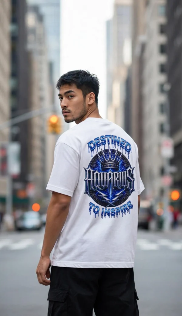 Aquarius Destined to Inspire white T-Shirt oversized back graphic