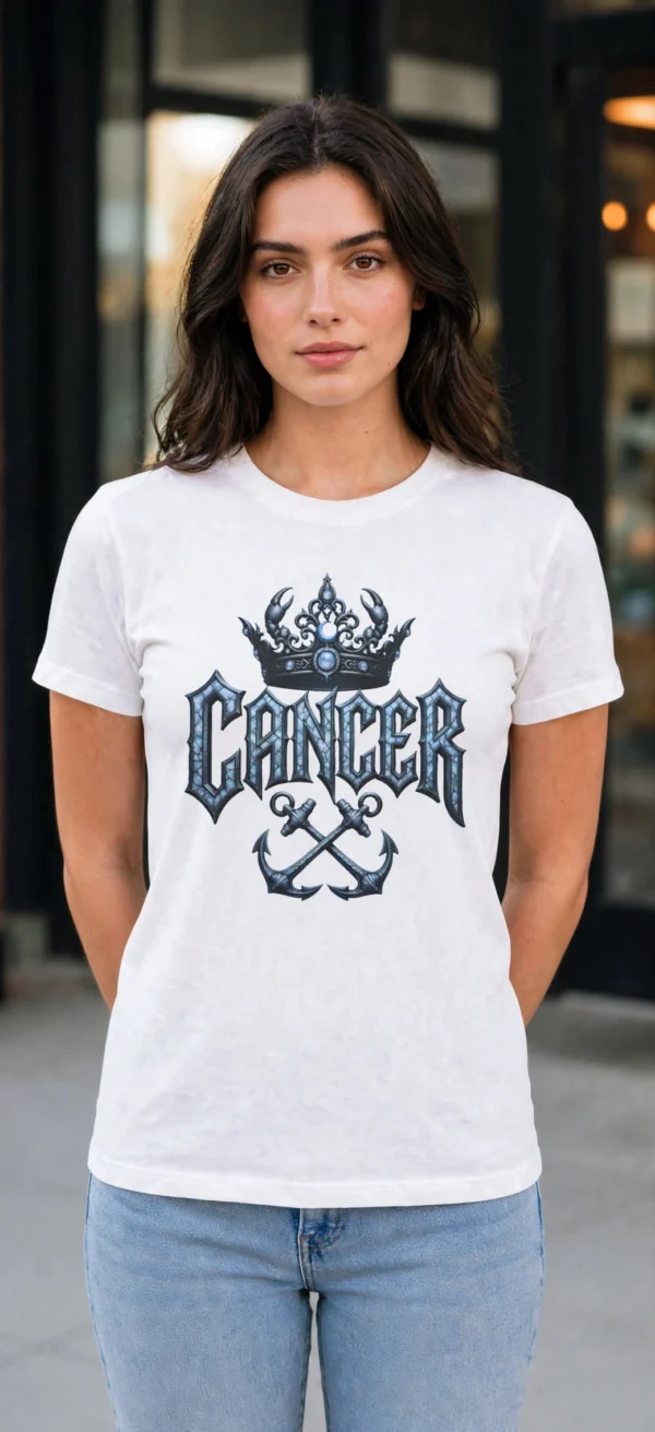 Cancer Shell Shock T-Shirt front white gothic zodiac design