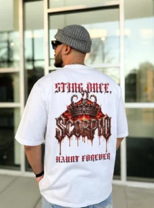 Scorpio Sting Once Haunt Forever T-Shirt oversized back graphic