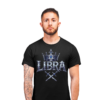 Model wearing Libra Scales Don’t Lie gothic front streetwear T-shirt