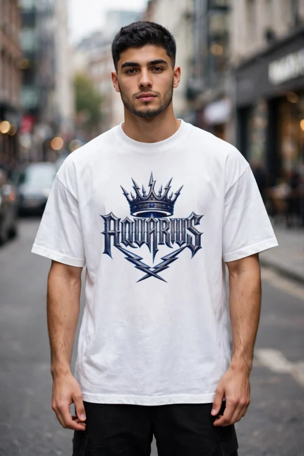 Aquarius Destined to Inspire white T-Shirt oversized back graphic