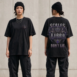 Libra Scales Don't Lie embroidered crown streetwear T-shirt