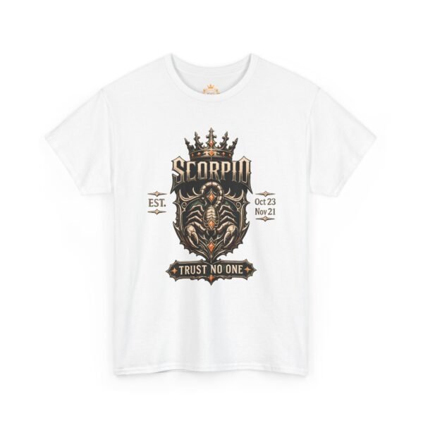 12037514469323267322_2048.jpeg Scorpio “Trust No One” Gothic Crest T-Shirt