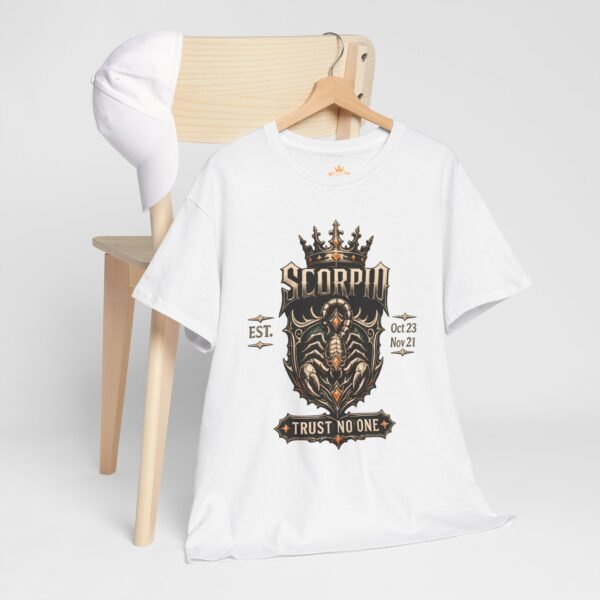 2170773169808049758_2048.jpeg Scorpio “Trust No One” Gothic Crest T-Shirt