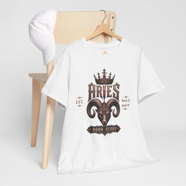 Aries “Born Ready” Gothic Zodiac Crest T-Shirt