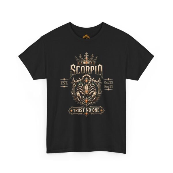 6918941599131760913_2048.jpeg Scorpio “Trust No One” Gothic Crest T-Shirt