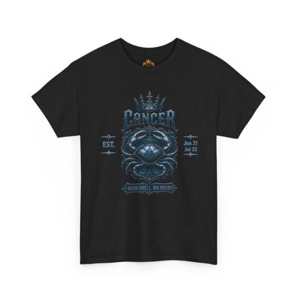 Cancer “Hard Shell, Big Heart” Gothic Zodiac Crest T-Shirt