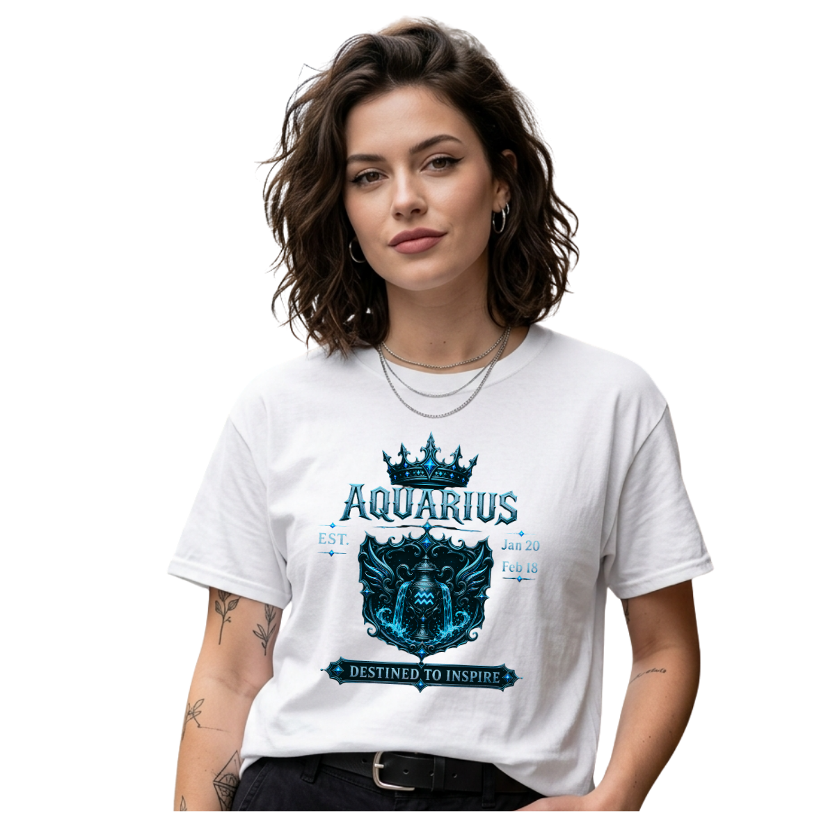 Aquarius “Unapologetically Unique” Gothic Zodiac Crest T-Shirt