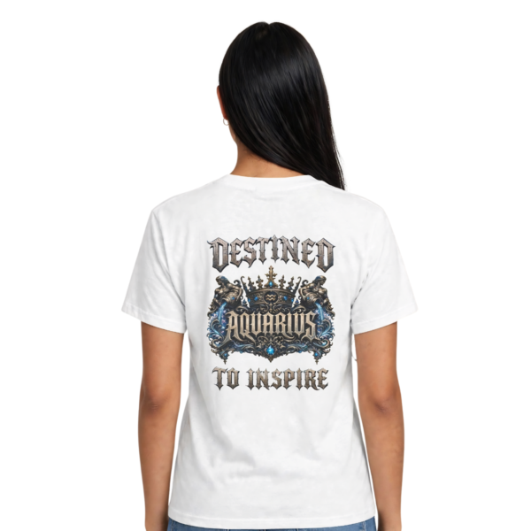 Aquarius Destined to Inspire Streetwear T-Shirt | Essentia Collective Aquarius Destined to Inspire gothic zodiac T-shirt back graphic