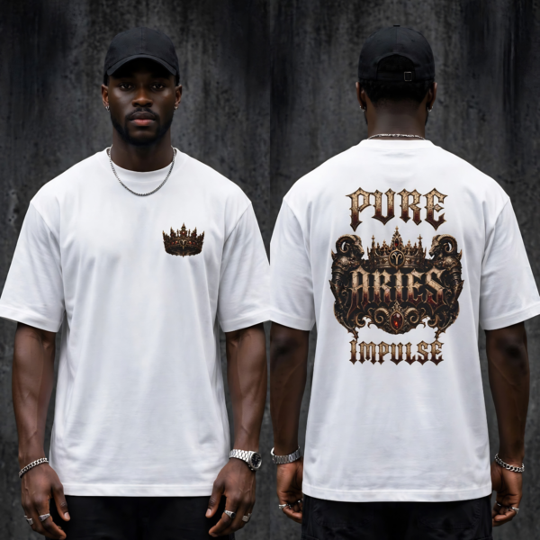 Aries Pure Impulse Streetwear T-Shirt | Essentia Collective Aries Pure Impulse embroidered crown gothic streetwear T-shirt