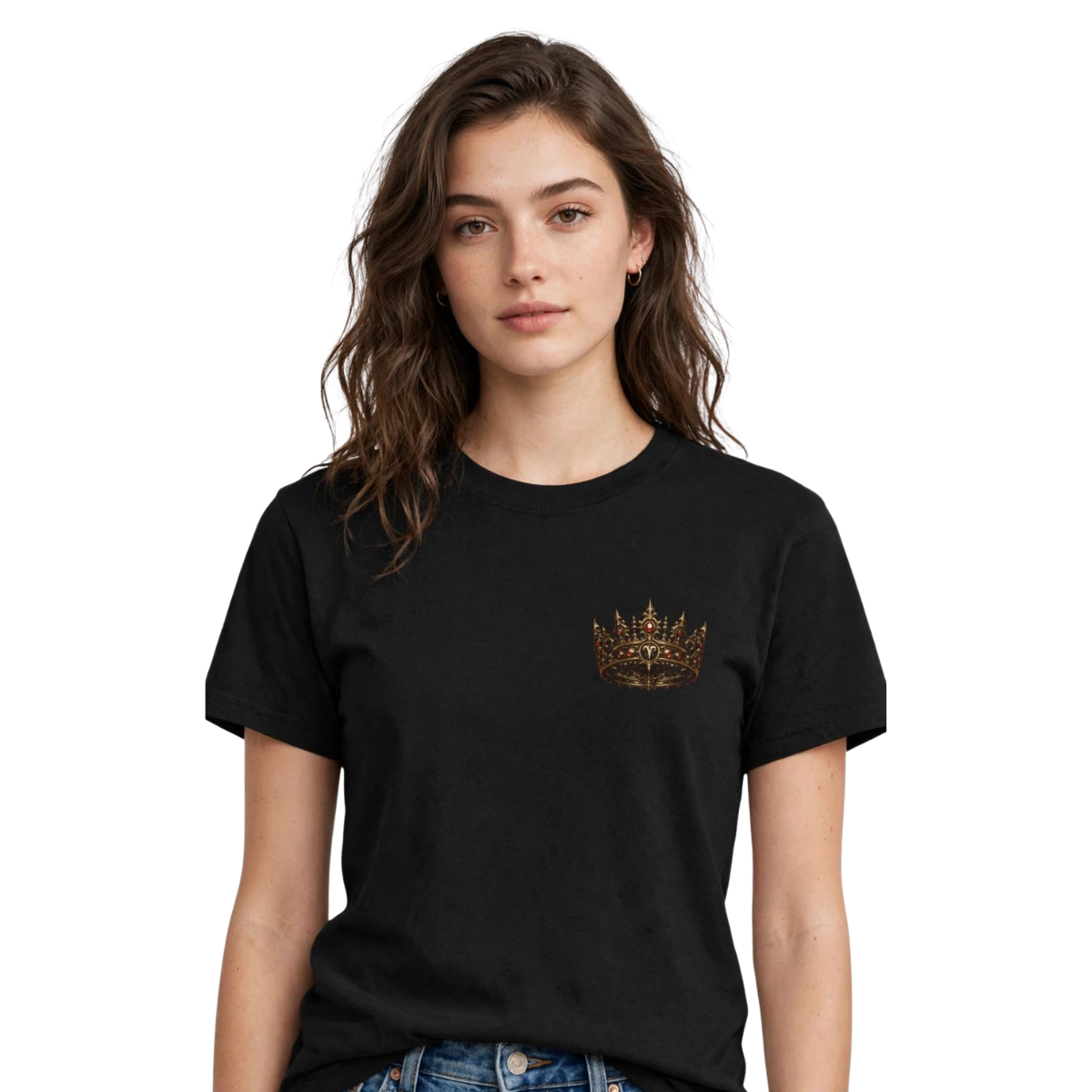 Aries zodiac T-shirt with embroidered Essentia crown chest crest