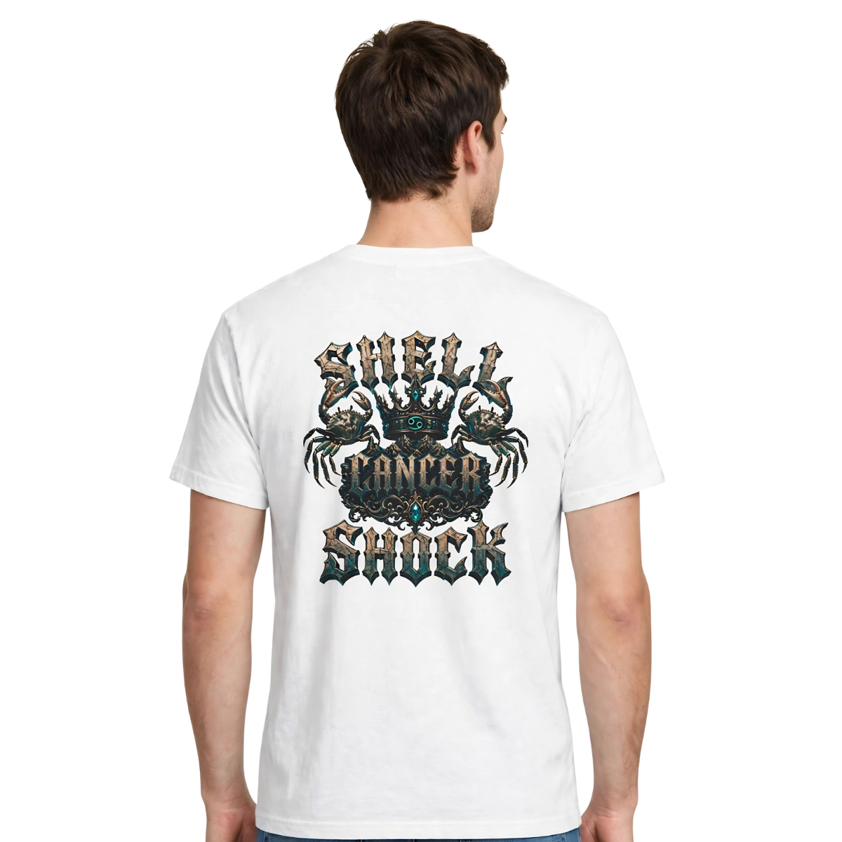 Cancer Shell Shock armored Crab gothic zodiac T-shirt back graphic