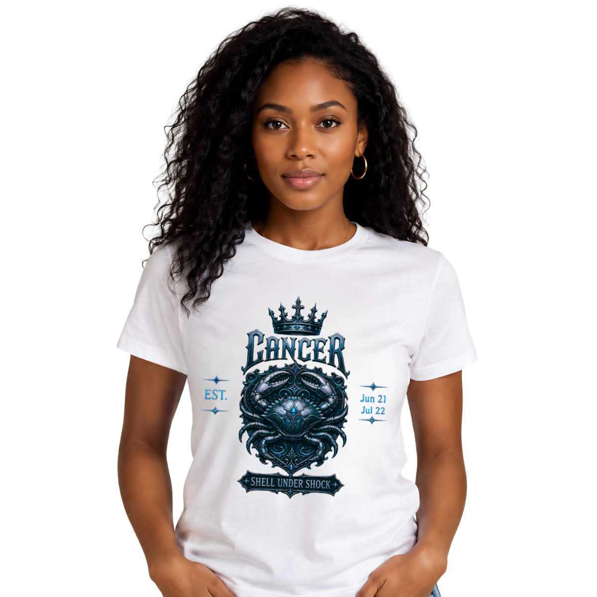 Cancer “Hard Shell, Big Heart” Gothic Zodiac Crest T-Shirt