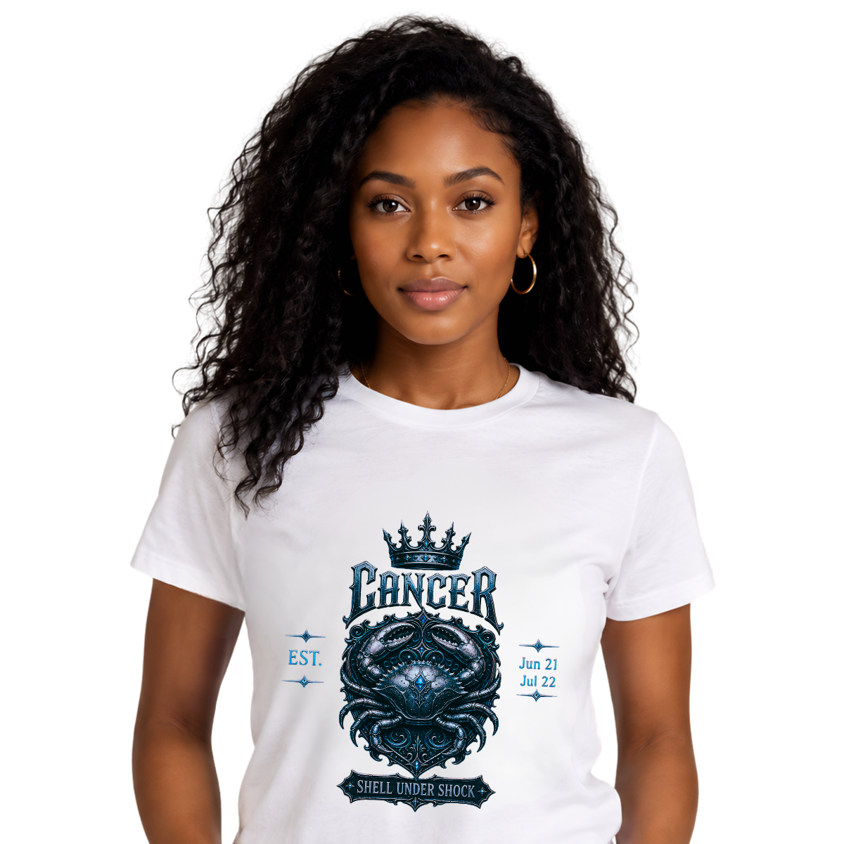 Cancer “Hard Shell, Big Heart” Gothic Zodiac Crest T-Shirt
