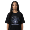 Capricorn Built By Discipline model mock model wearing black Capricorn Pressure Made Me gothic crest T-shirt