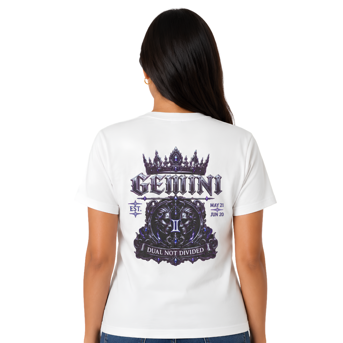 Gemini Dual Not Divided gothic Twins zodiac T-shirt back graphic
