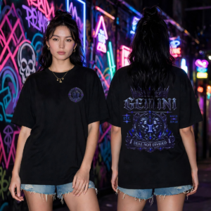 Gemini Dual Not Divided embroidered crest gothic streetwear T-shirt