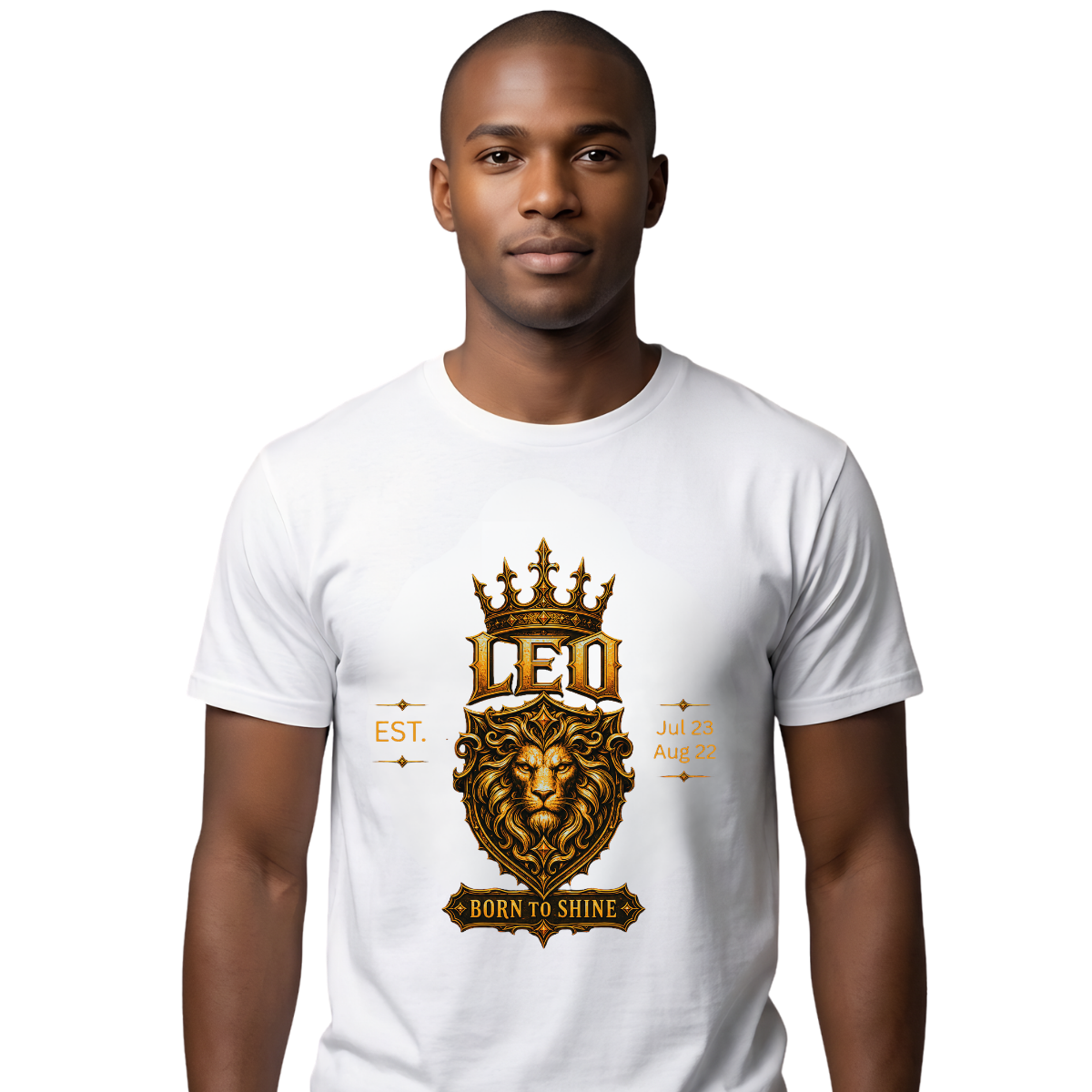 Leo “Born to Shine” Gothic Zodiac Crest T-Shirt