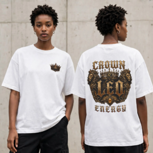 Leo Crown Energy embroidered crown gothic streetwear T-shirt