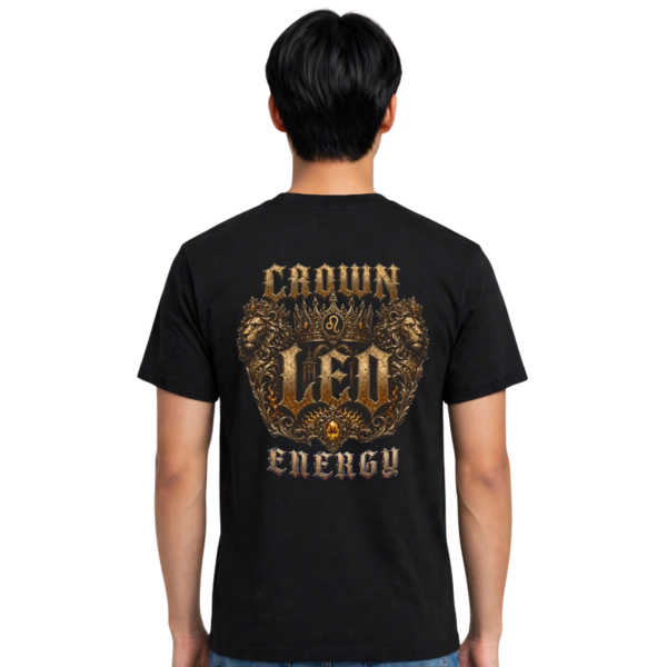 Leo Crown Energy Streetwear T-Shirt | Essentia Collective Leo Crown Energy gothic Lion zodiac T-shirt back graphic