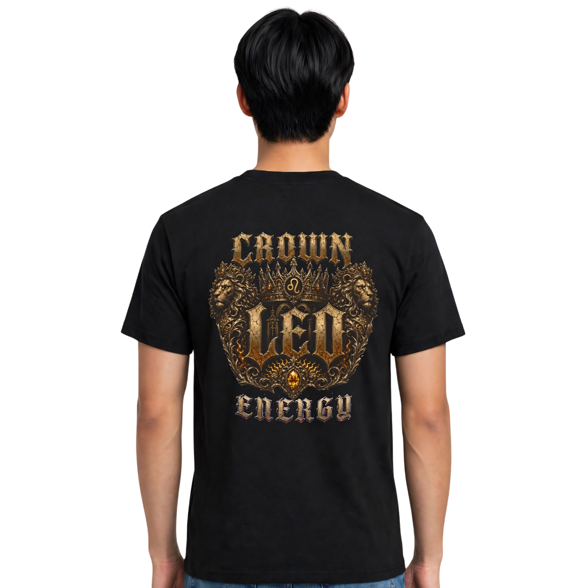 Leo Crown Energy gothic Lion zodiac T-shirt back graphic