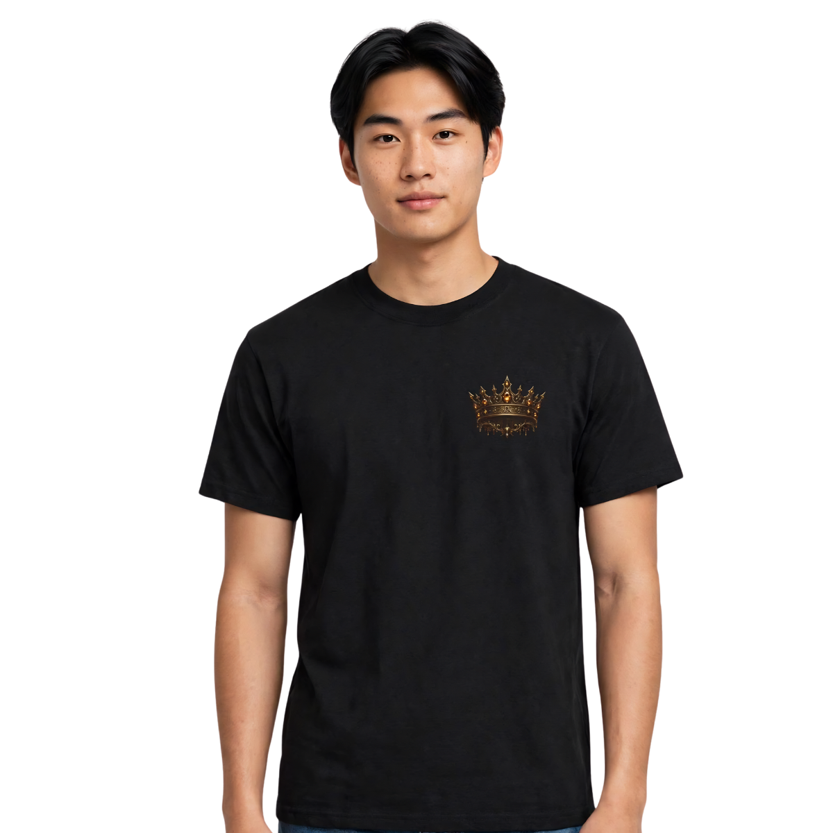 Leo zodiac T-shirt with embroidered Essentia crown chest crest