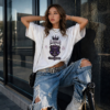 Libra Born To Balance model mock (1) Libra “Born to Balance” Gothic Zodiac Crest T-Shirt