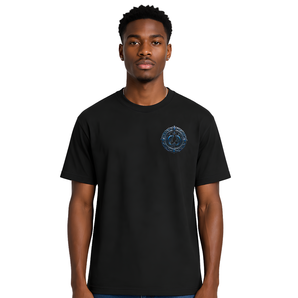 Pisces Deep Not Distant Zodiac T-Shirt | Essentia Collective Pisces zodiac T-shirt with premium embroidered Fish front crest
