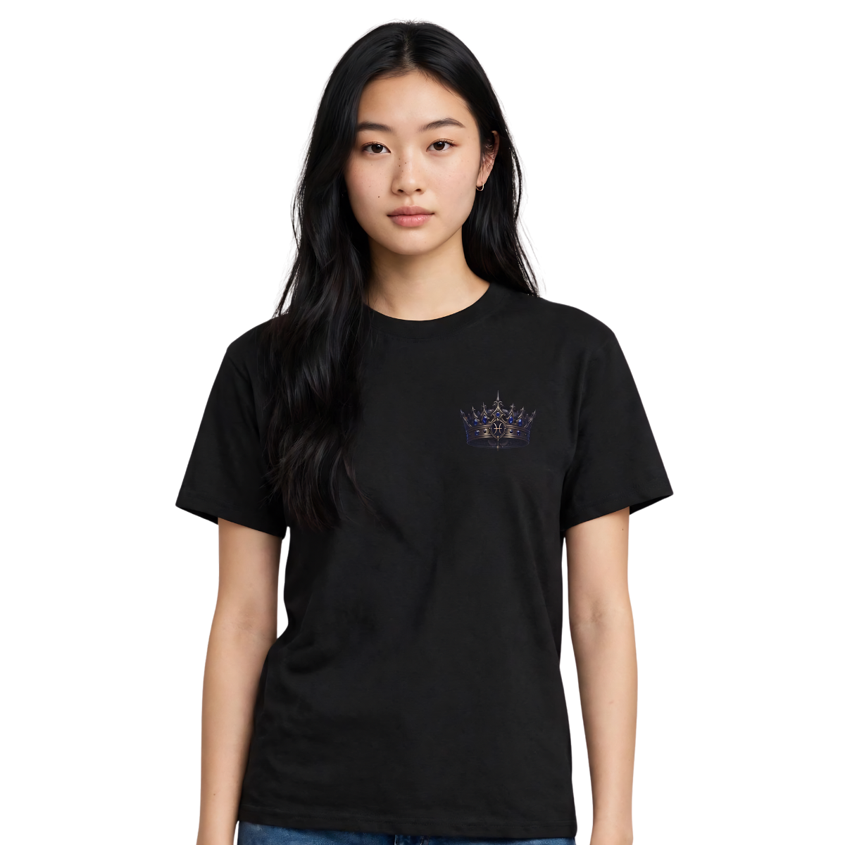 Pisces T-shirt with embroidered Essentia crown chest crest