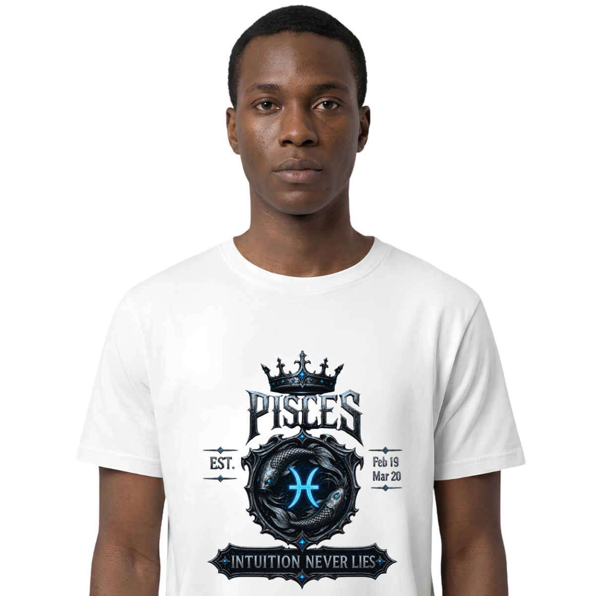 Pisces “Intuition Never Lies” Gothic Zodiac Crest T-Shirt