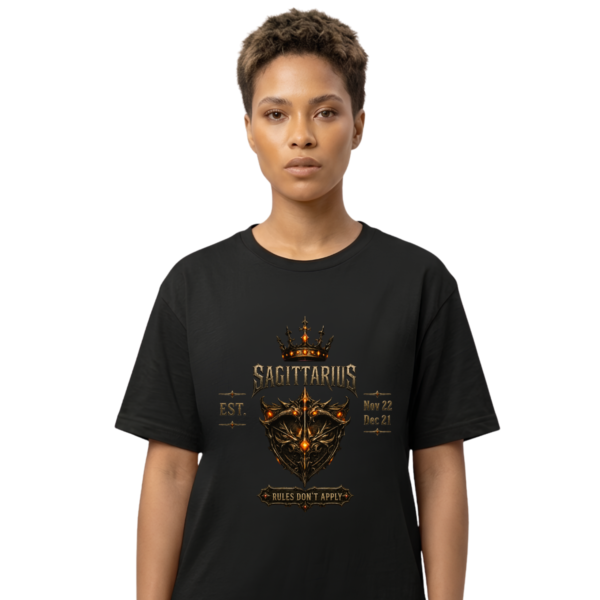 Sagittarius “Rules Don't Apply” Gothic Zodiac Crest T-Shirt