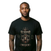 Scorpio Trust No One model mockup Scorpio “Trust No One” Gothic Crest T-Shirt