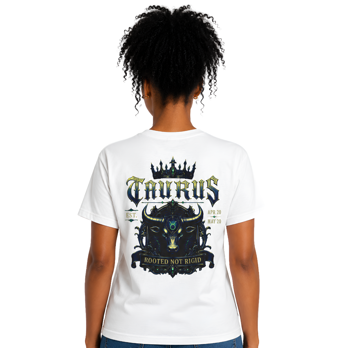 Taurus Rooted Not Rigid Gothic Bull zodiac T-shirt back graphic