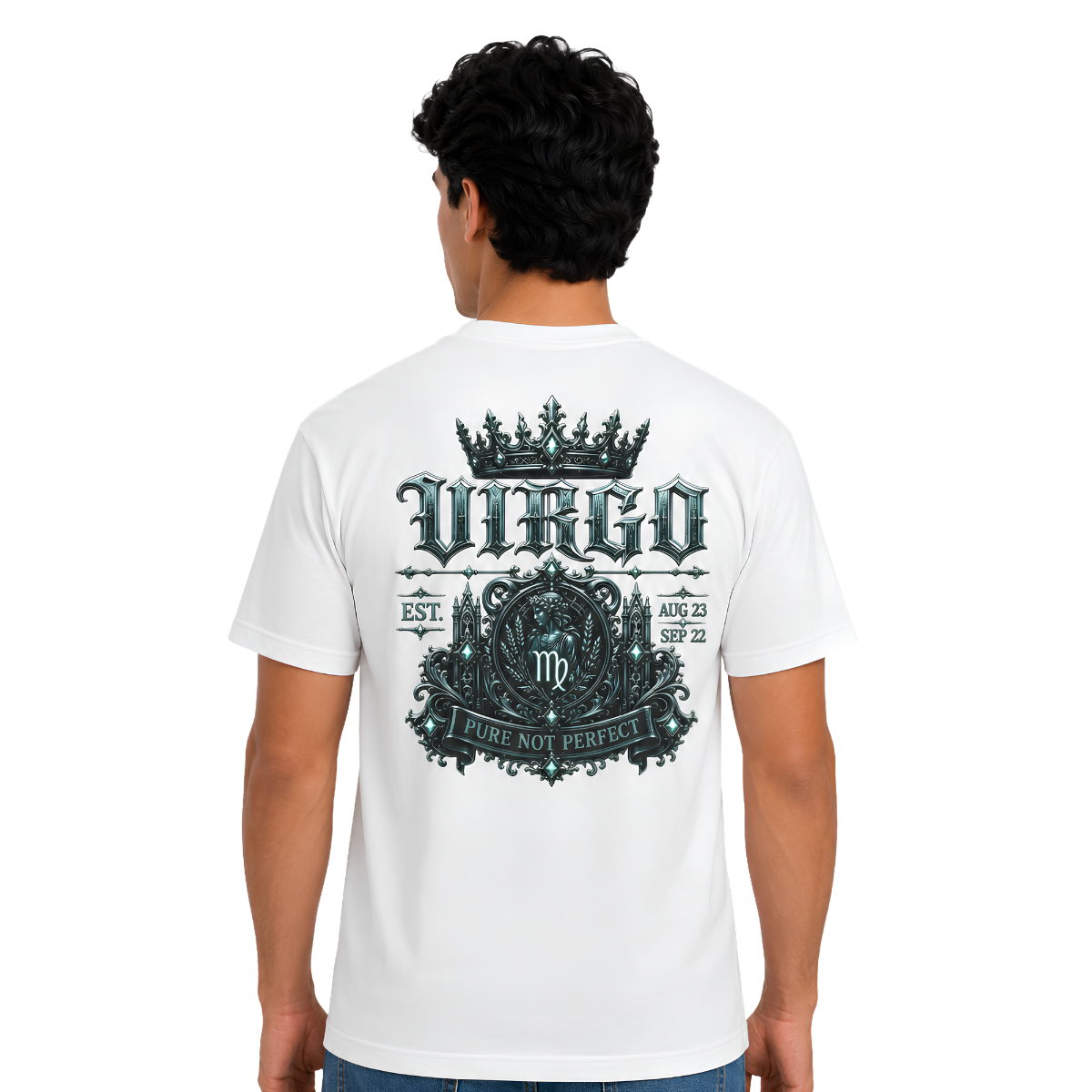 Virgo Pure Not Perfect gothic Maiden zodiac T-shirt back graphic